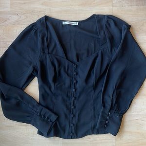 abercrombie Long-Sleeve Button-Through V-Neck Top